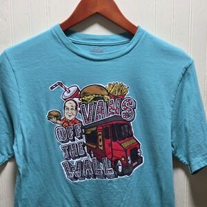 Vans Shirt Youth Large 12-14 Blue Off The Wall Food Burger Truck Graphic Tee